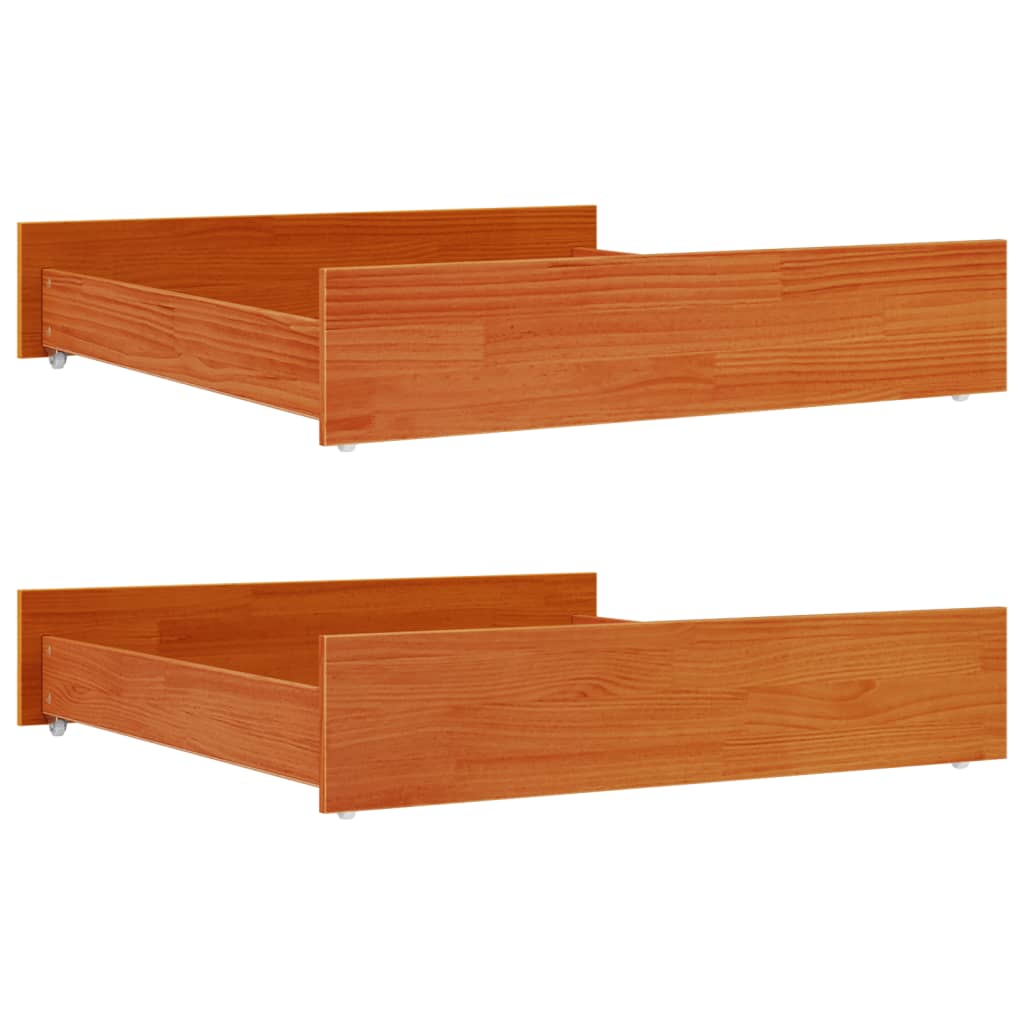 Tiroirs de lit 2 pcs cire marron bois de pin massif - XIOS
