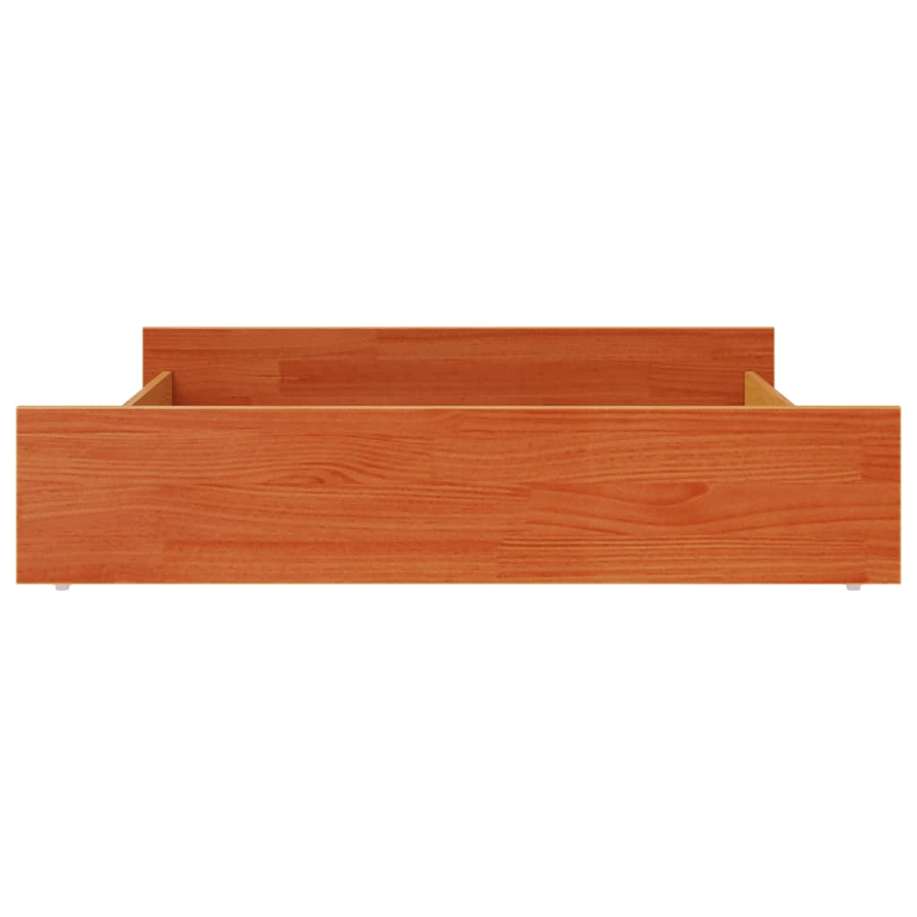 Tiroirs de lit 2 pcs cire marron bois de pin massif