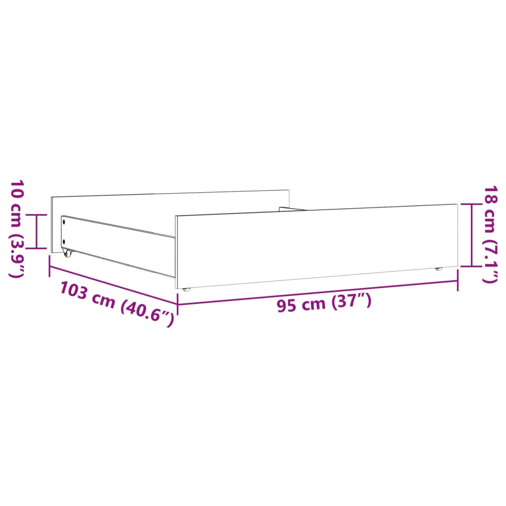 Tiroirs de lit 2 pcs cire marron bois de pin massif