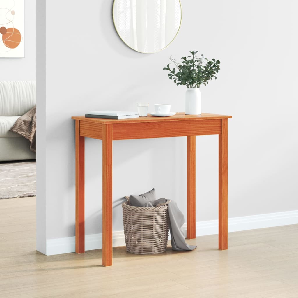 Table console marron miel 80x40x75 cm bois massif de pin - XIOS