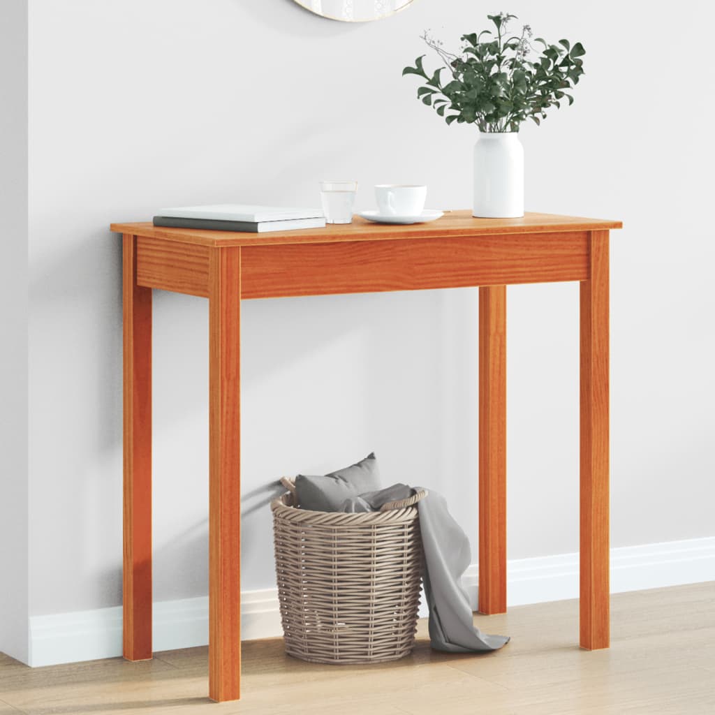 Table console marron miel 80x40x75 cm bois massif de pin - XIOS