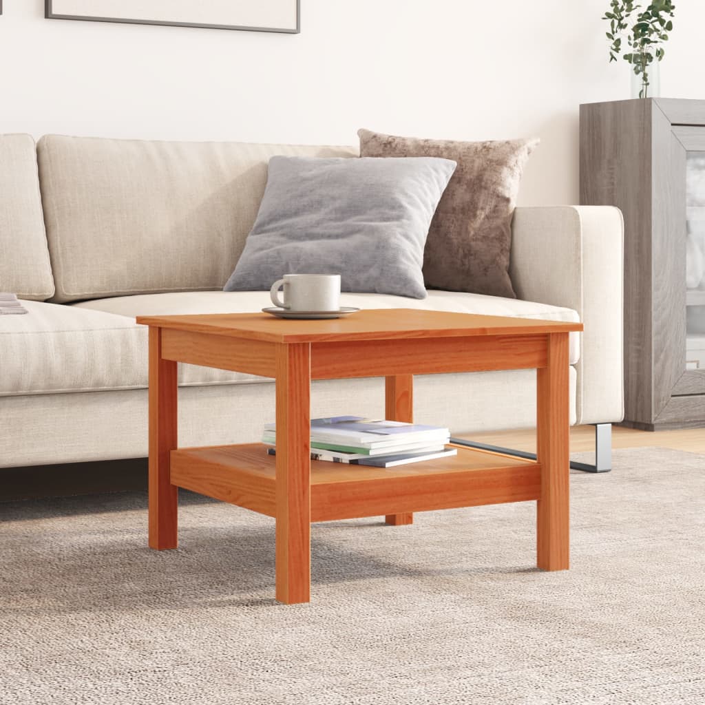 Table basse cire marron 55x55x40 cm bois massif de pin - XIOS