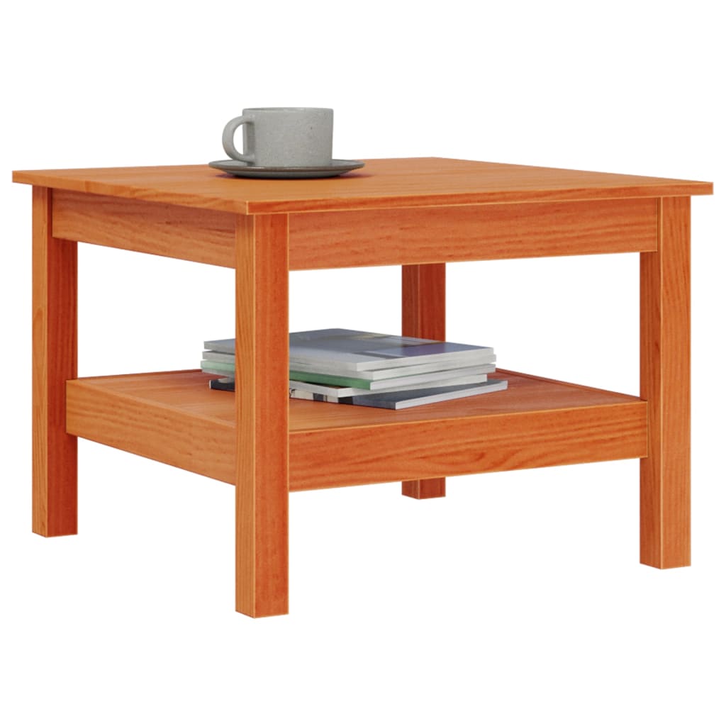 Table basse cire marron 55x55x40 cm bois massif de pin - XIOS