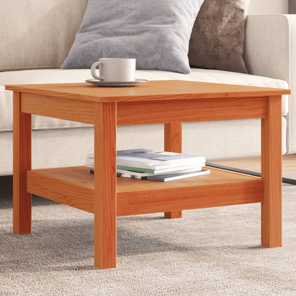 Table basse cire marron 55x55x40 cm bois massif de pin - XIOS