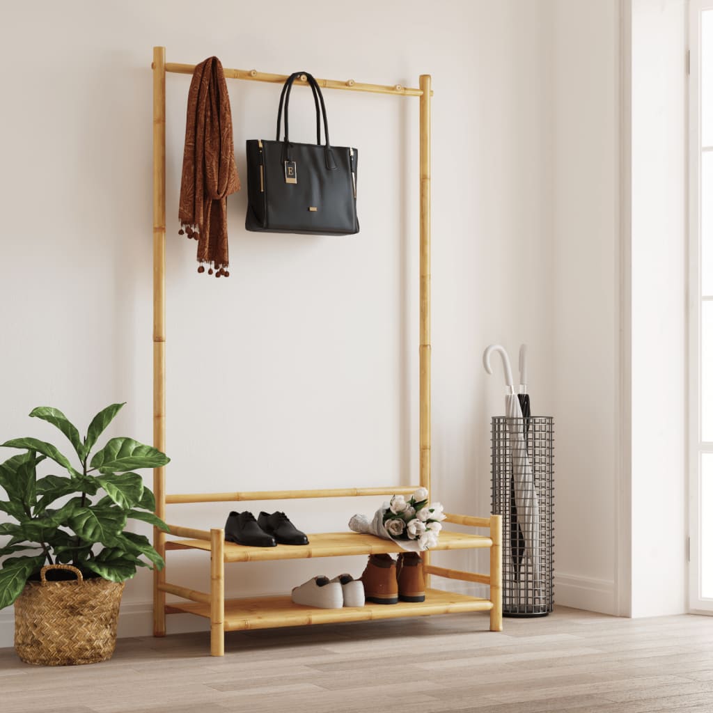 Porte-vêtement avec étagères 103x40x183 cm bambou - XIOS