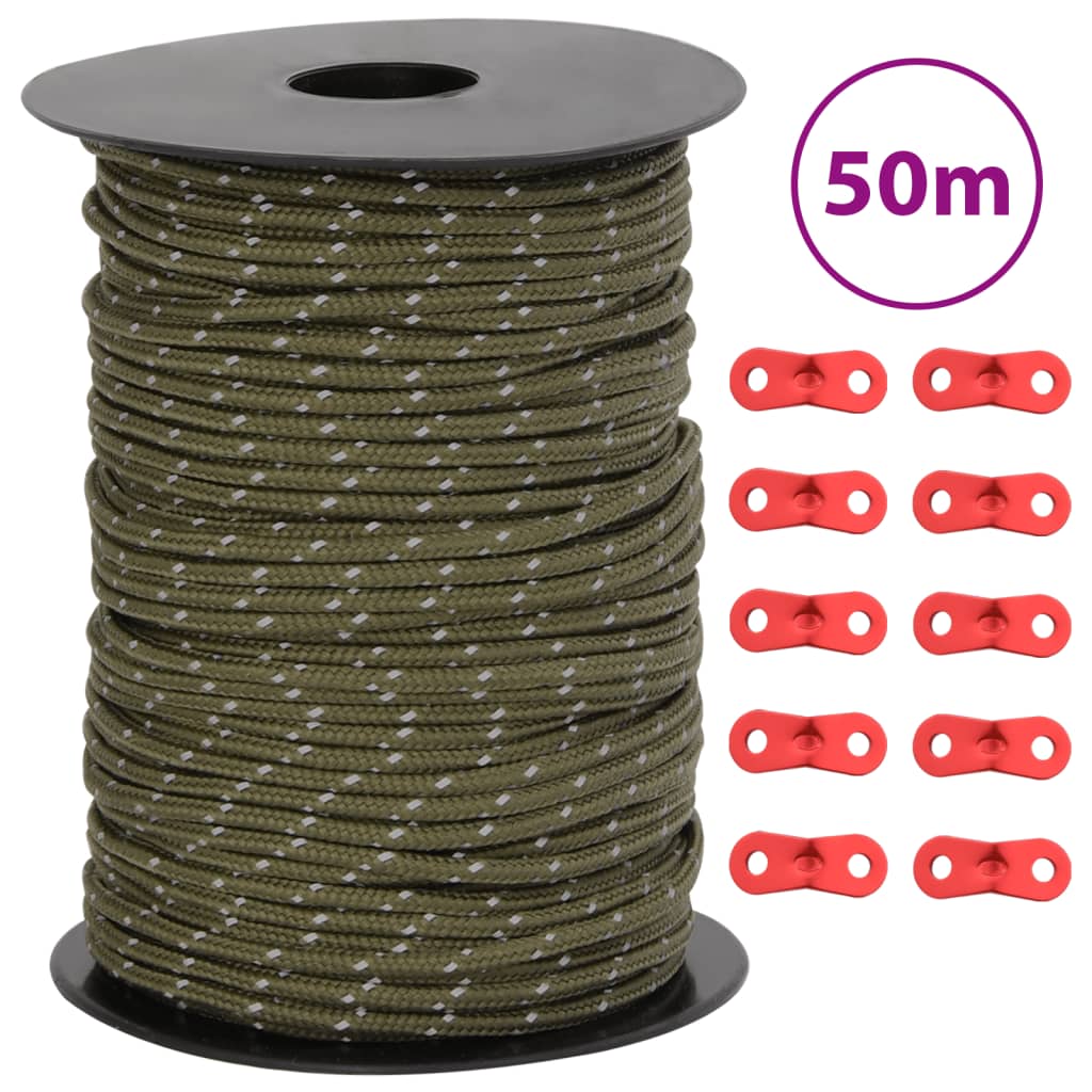 Corde de haubanage de tente avec bandes réfléchissantes et clés Accessoires de tente vidaXL