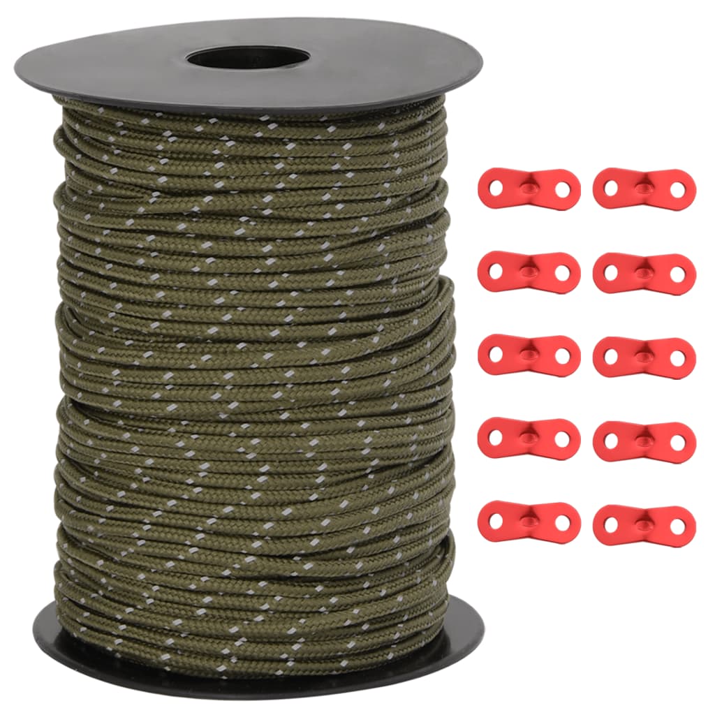 Corde de haubanage de tente avec bandes réfléchissantes et clés Accessoires de tente vidaXL