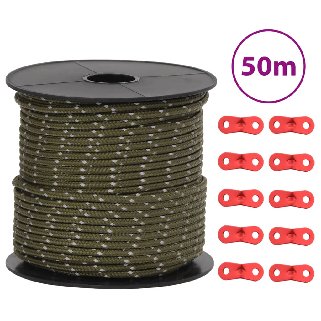 Corde de haubanage de tente avec bandes réfléchissantes et clés Accessoires de tente vidaXL
