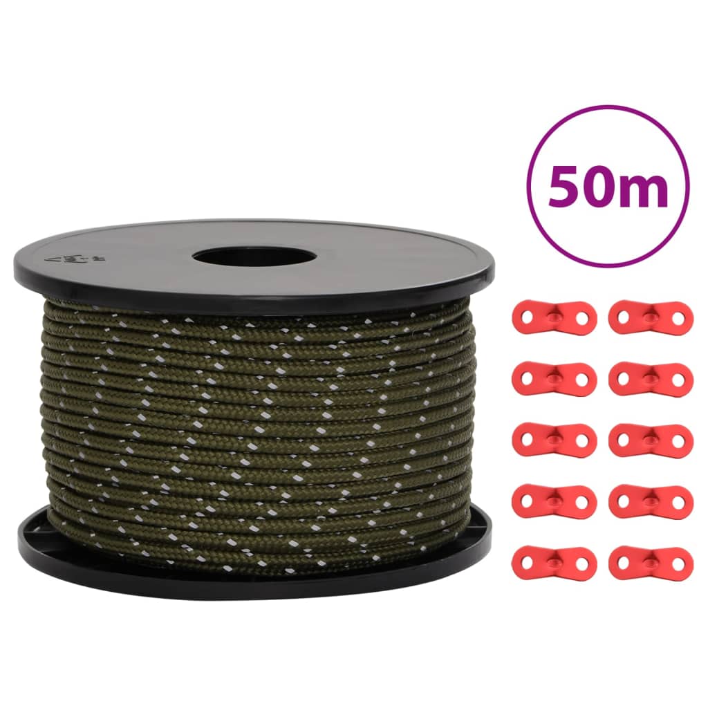 Corde de haubanage de tente avec bandes réfléchissantes et clés Accessoires de tente vidaXL
