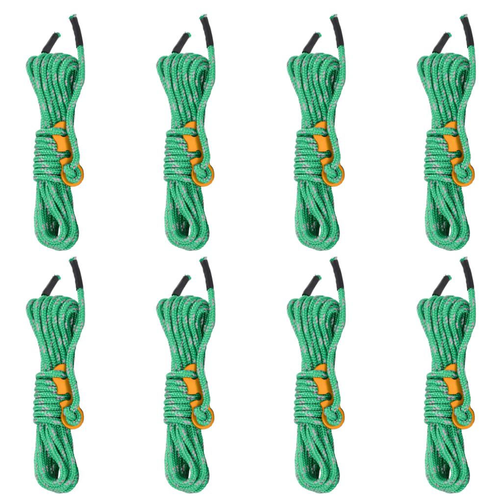 Cordes de haubanage avec clés réfléchissantes 8 pcs 4 m 4 mm Accessoires de tente vidaXL