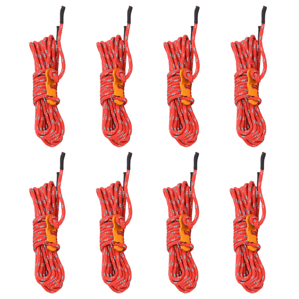 Cordes de haubanage avec clés réfléchissantes 8 pcs 4 m 4 mm Accessoires de tente vidaXL