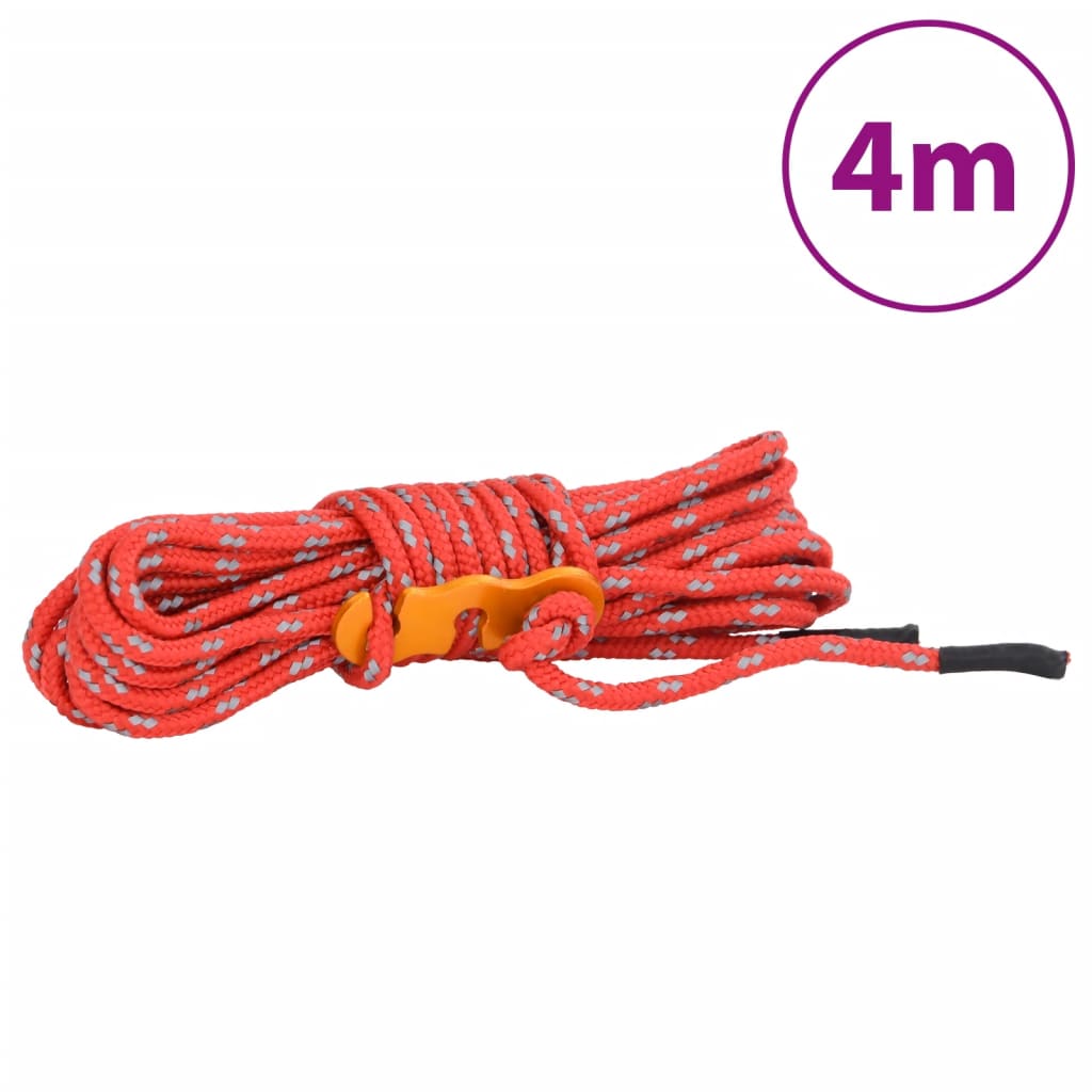 Cordes de haubanage avec clés réfléchissantes 8 pcs 4 m 4 mm Accessoires de tente vidaXL