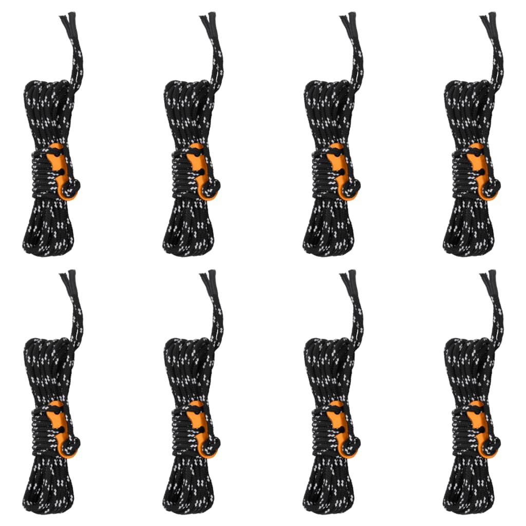 Cordes de haubanage avec clés réfléchissantes 8 pcs 4 m 4 mm Accessoires de tente vidaXL