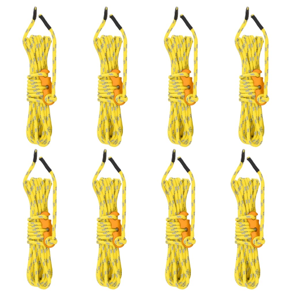 Cordes de haubanage avec clés réfléchissantes 8 pcs 4 m 4 mm Accessoires de tente vidaXL