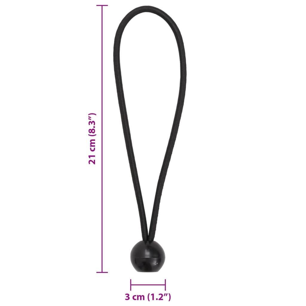 Cordes élastiques avec balles 50 pcs 21x0,5 cm Accessoires de tente vidaXL