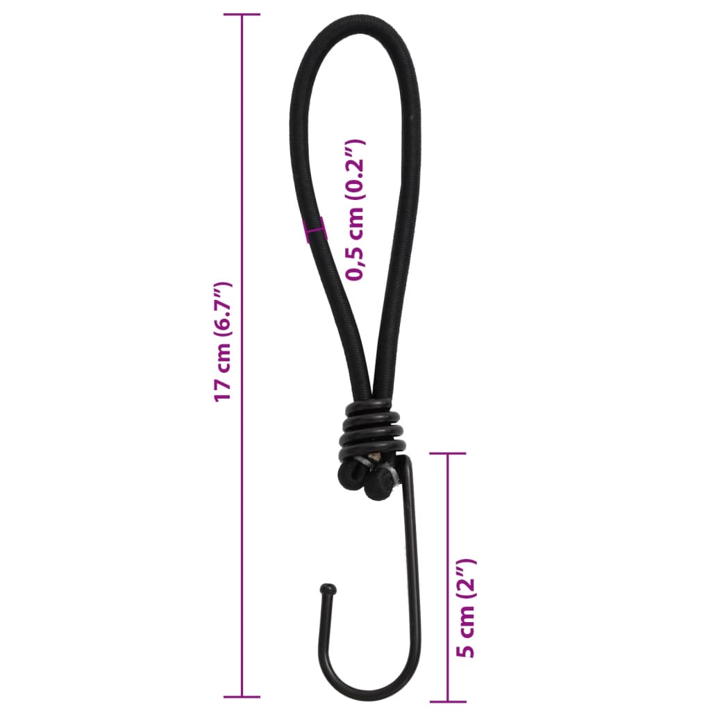 Cordon élastique avec crochets 50 pcs 17 cm Accessoires de tente vidaXL