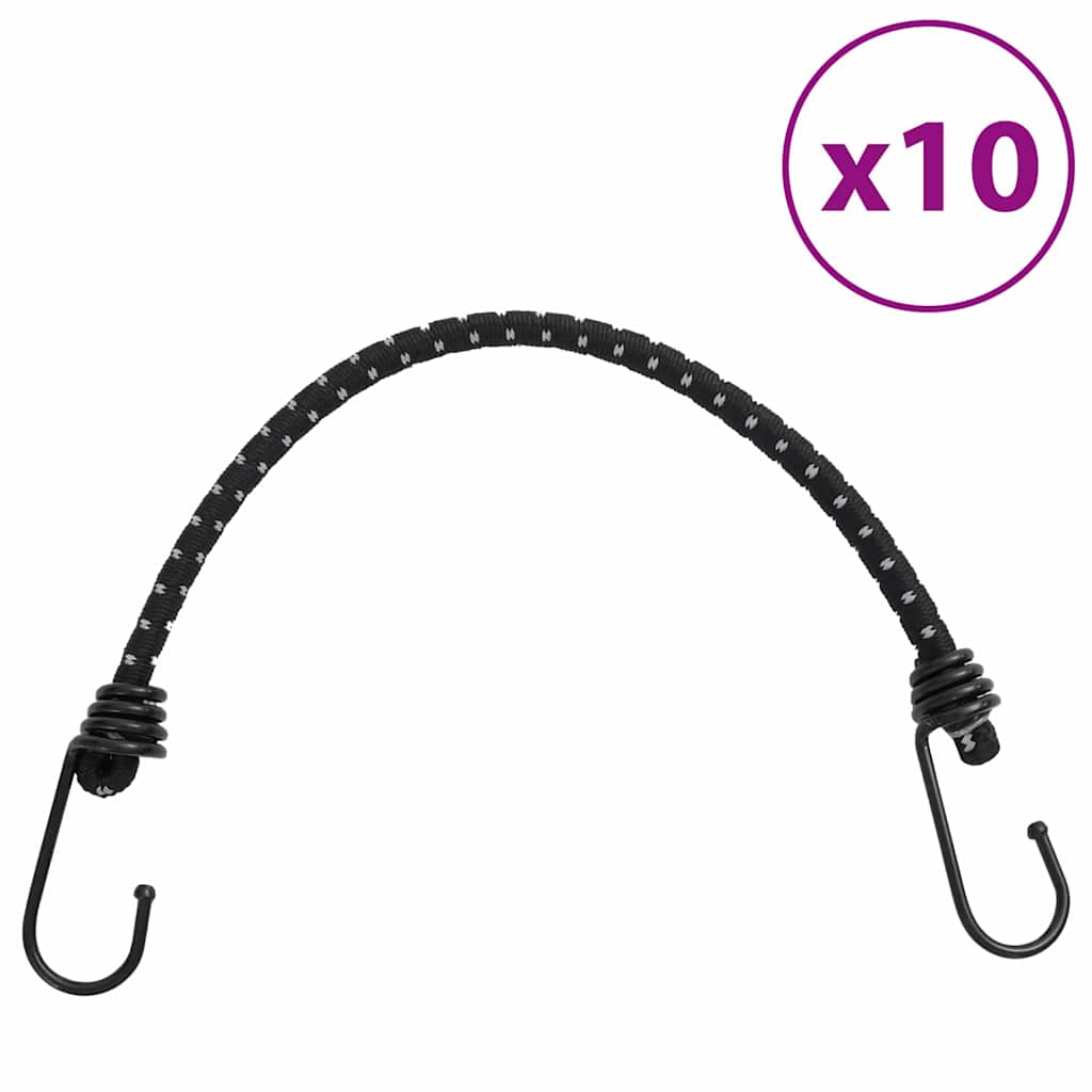 Cordes élastiques avec bandes réfléchissantes et crochets 10pcs Accessoires de tente vidaXL