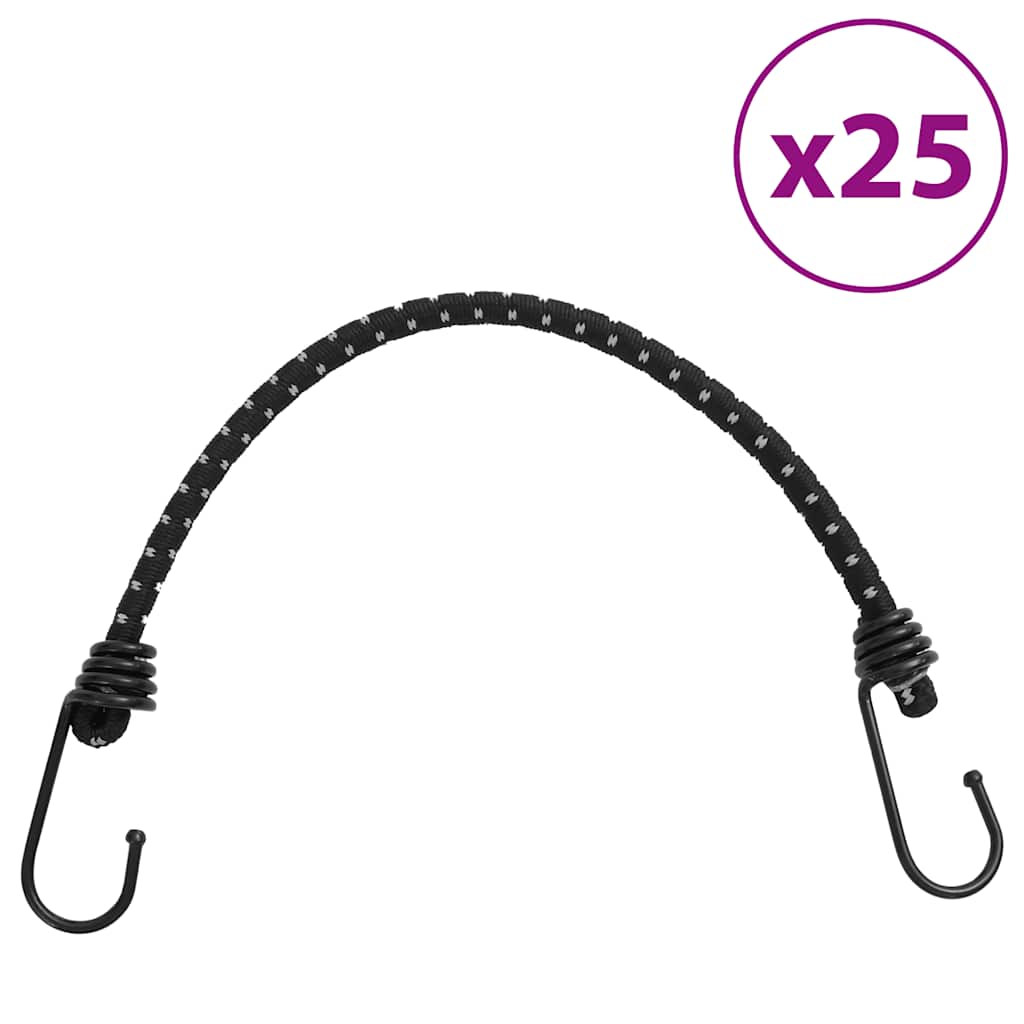 Cordes élastiques avec bandes réfléchissantes et crochets 25pcs Accessoires de tente vidaXL