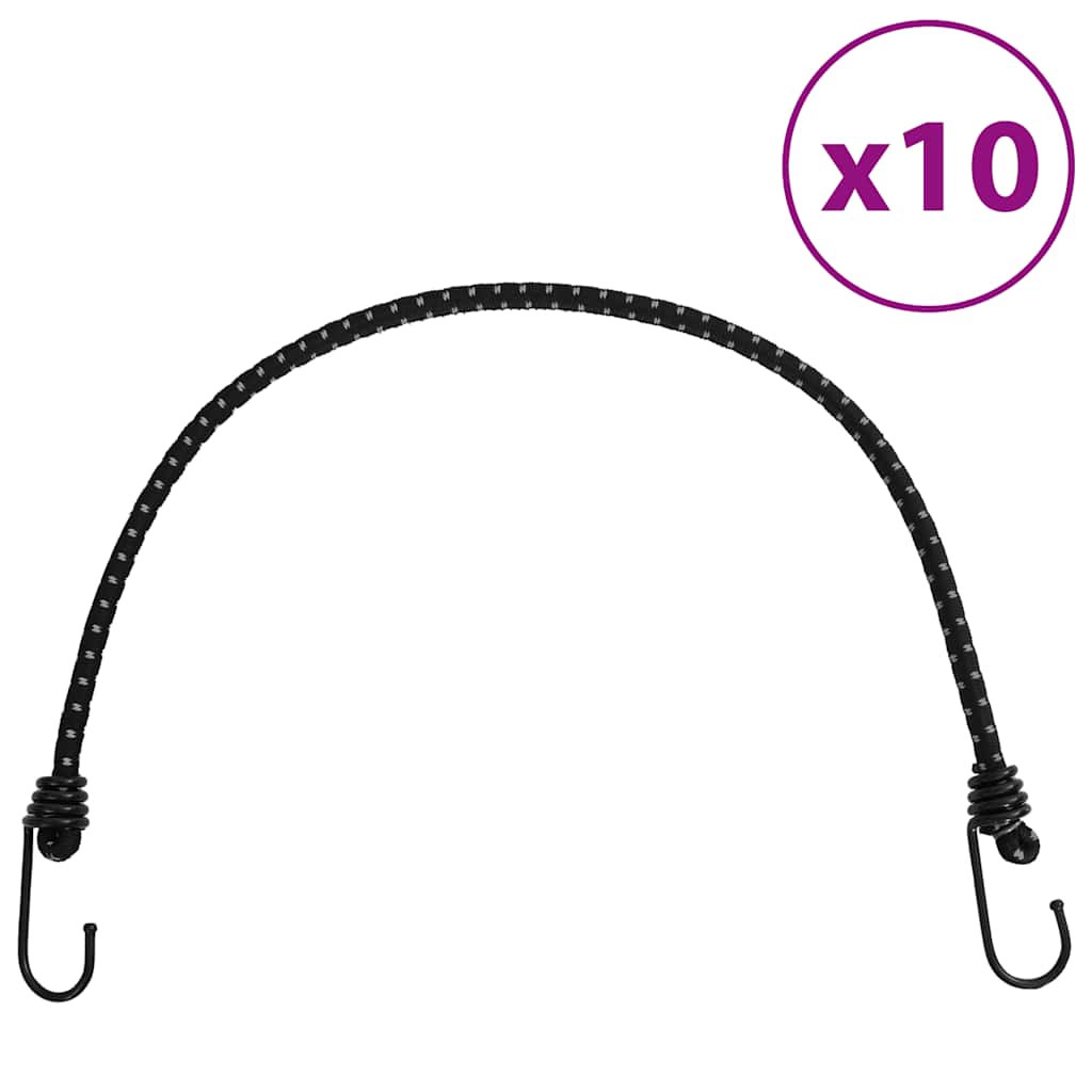 Cordes élastiques avec bandes réfléchissantes et crochets 10pcs Accessoires de tente vidaXL