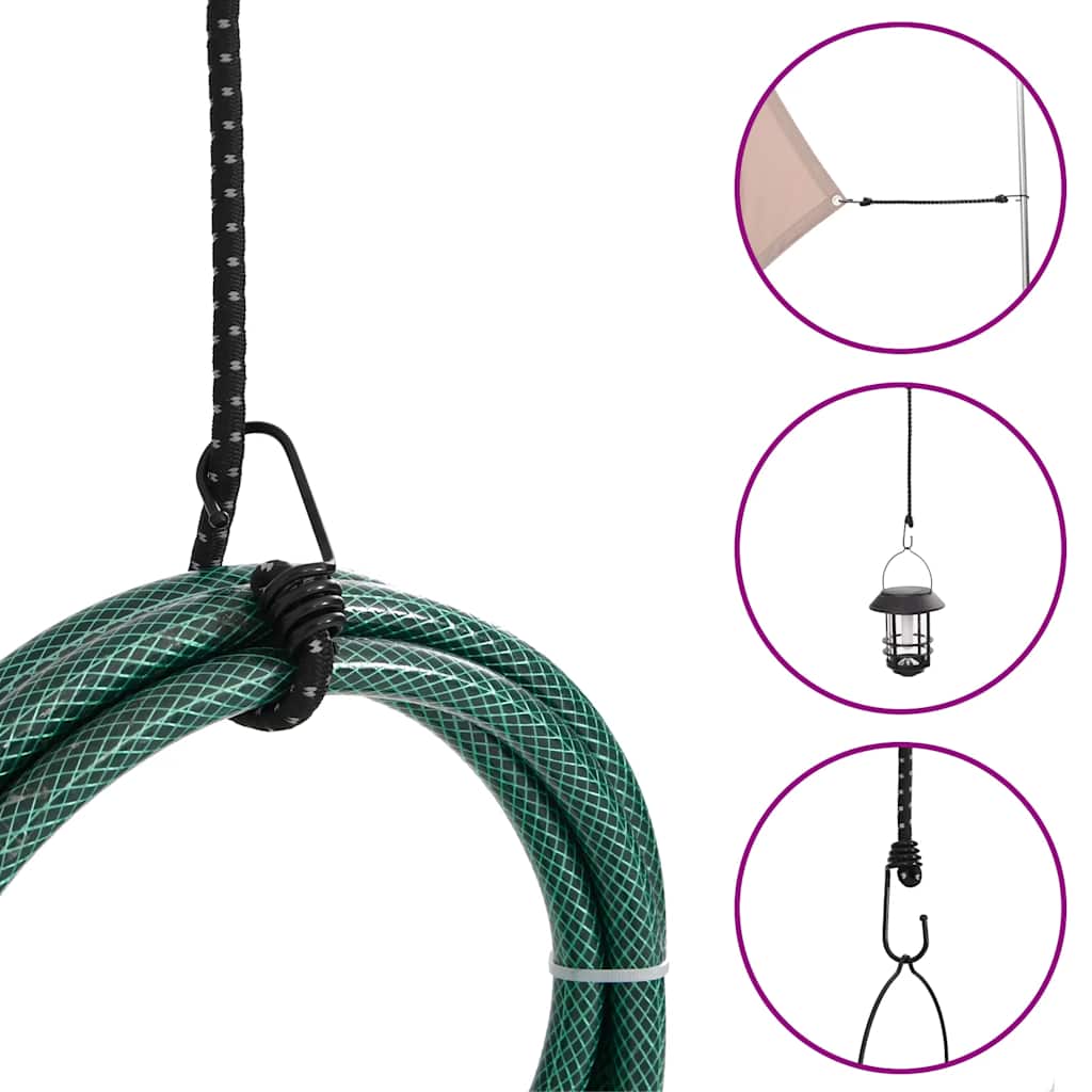 Cordes élastiques avec bandes réfléchissantes et crochets 10pcs Accessoires de tente vidaXL