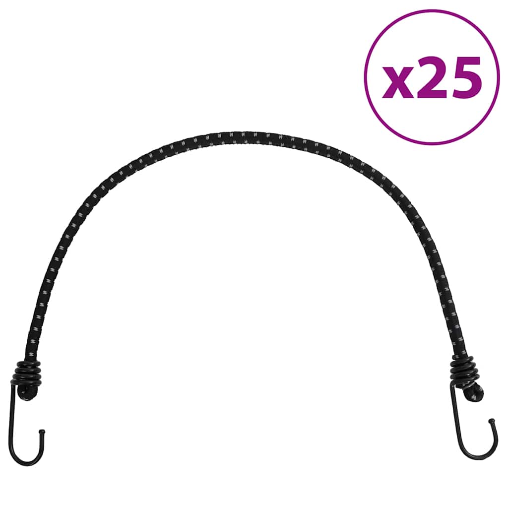 Cordes élastiques avec bandes réfléchissantes et crochets 25pcs Accessoires de tente vidaXL