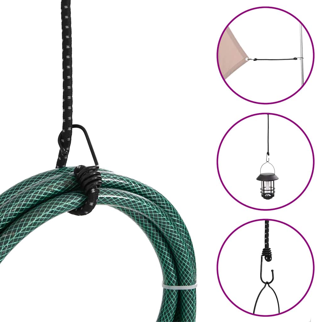 Cordes élastiques avec bandes réfléchissantes et crochets 25pcs Accessoires de tente vidaXL