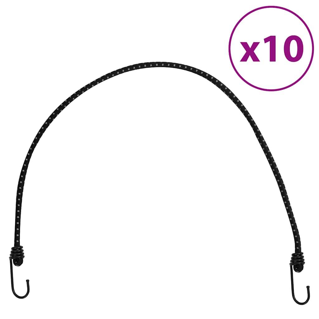 Cordes élastiques avec bandes réfléchissantes et crochets 10pcs Accessoires de tente vidaXL