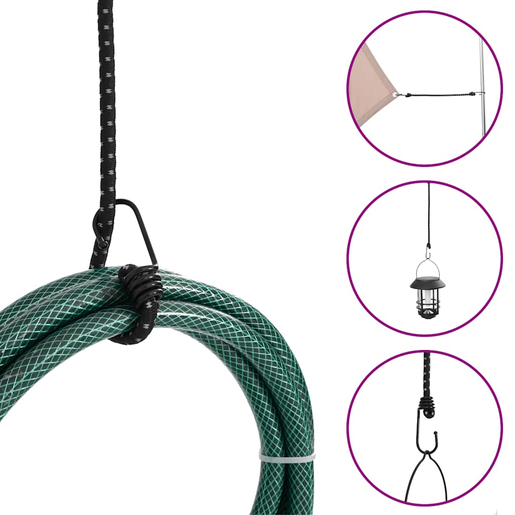 Cordes élastiques avec bandes réfléchissantes et crochets 10pcs Accessoires de tente vidaXL