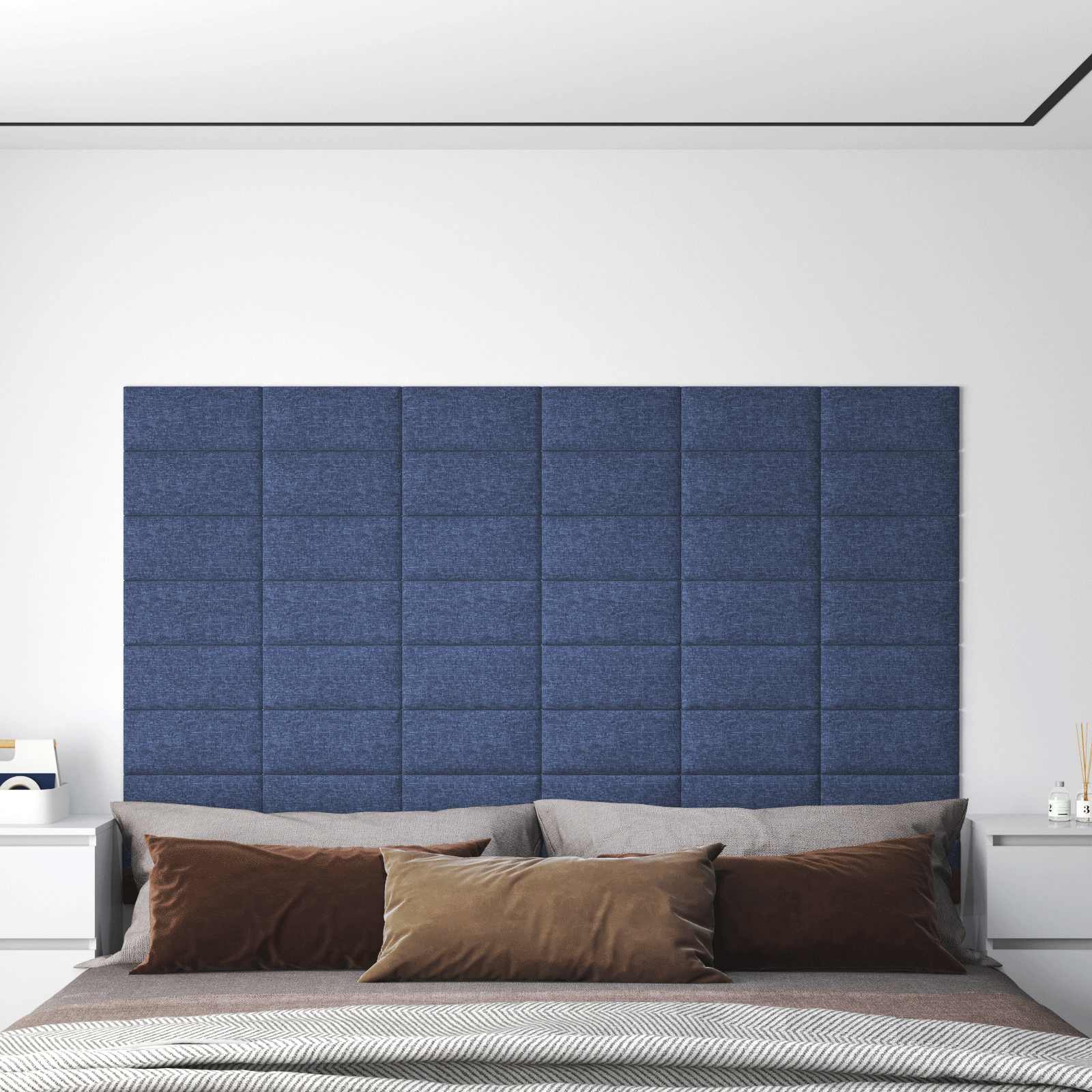 Tête de lit murale 12 pcs Bleu 30 x 15 cm tissu - XIOS