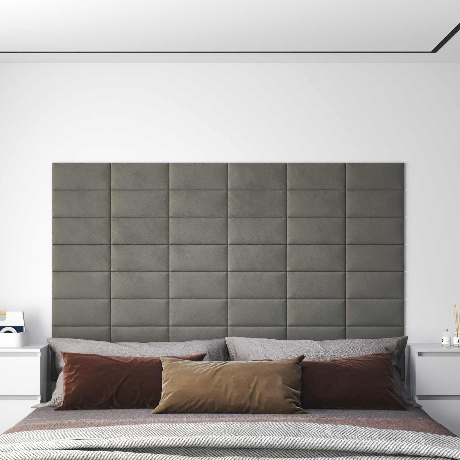 Tête de lit murale 12 pcs Gris clair Velours - XIOS
