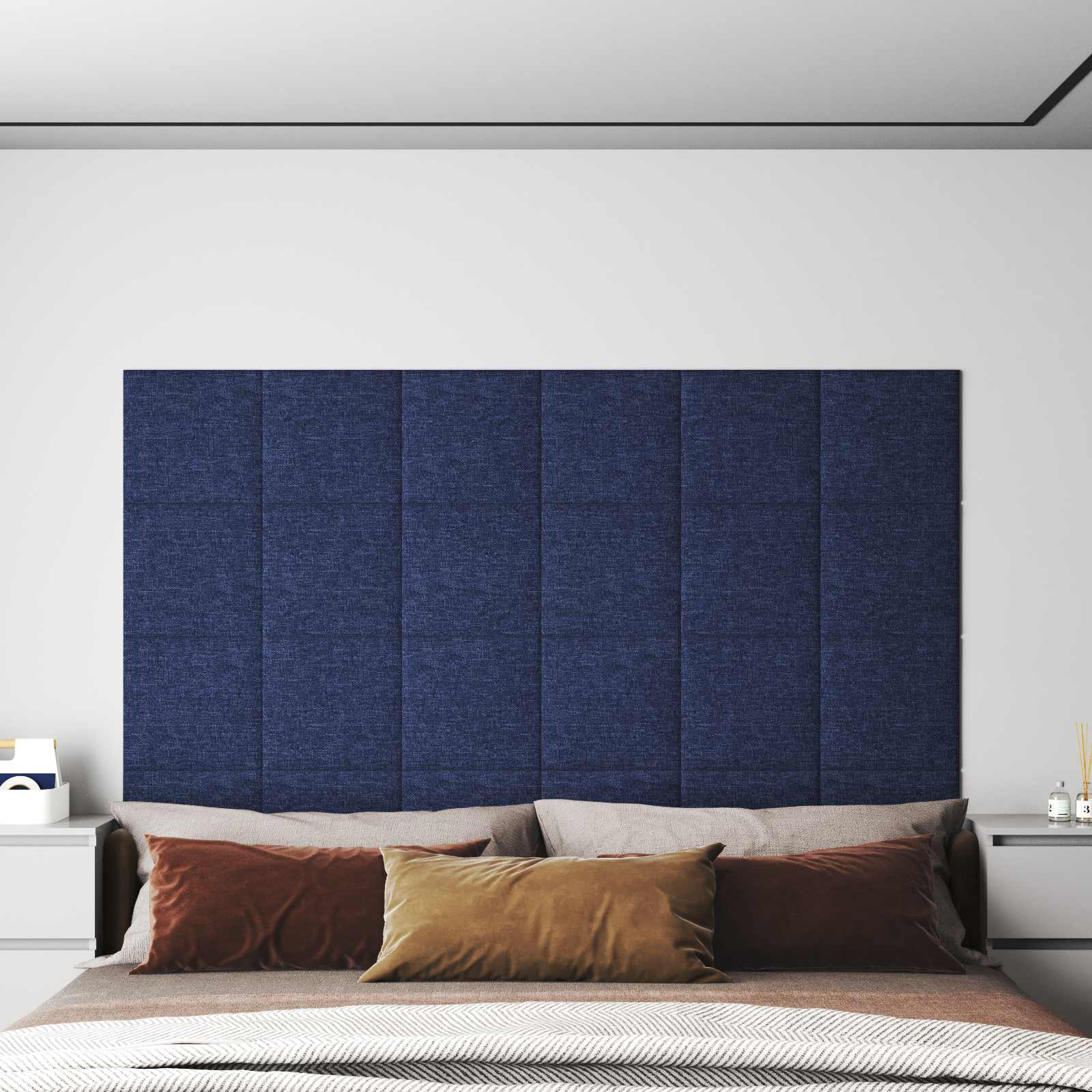 Tête de lit murale 12 pcs Bleu 30 x 30 cm tissu - XIOS