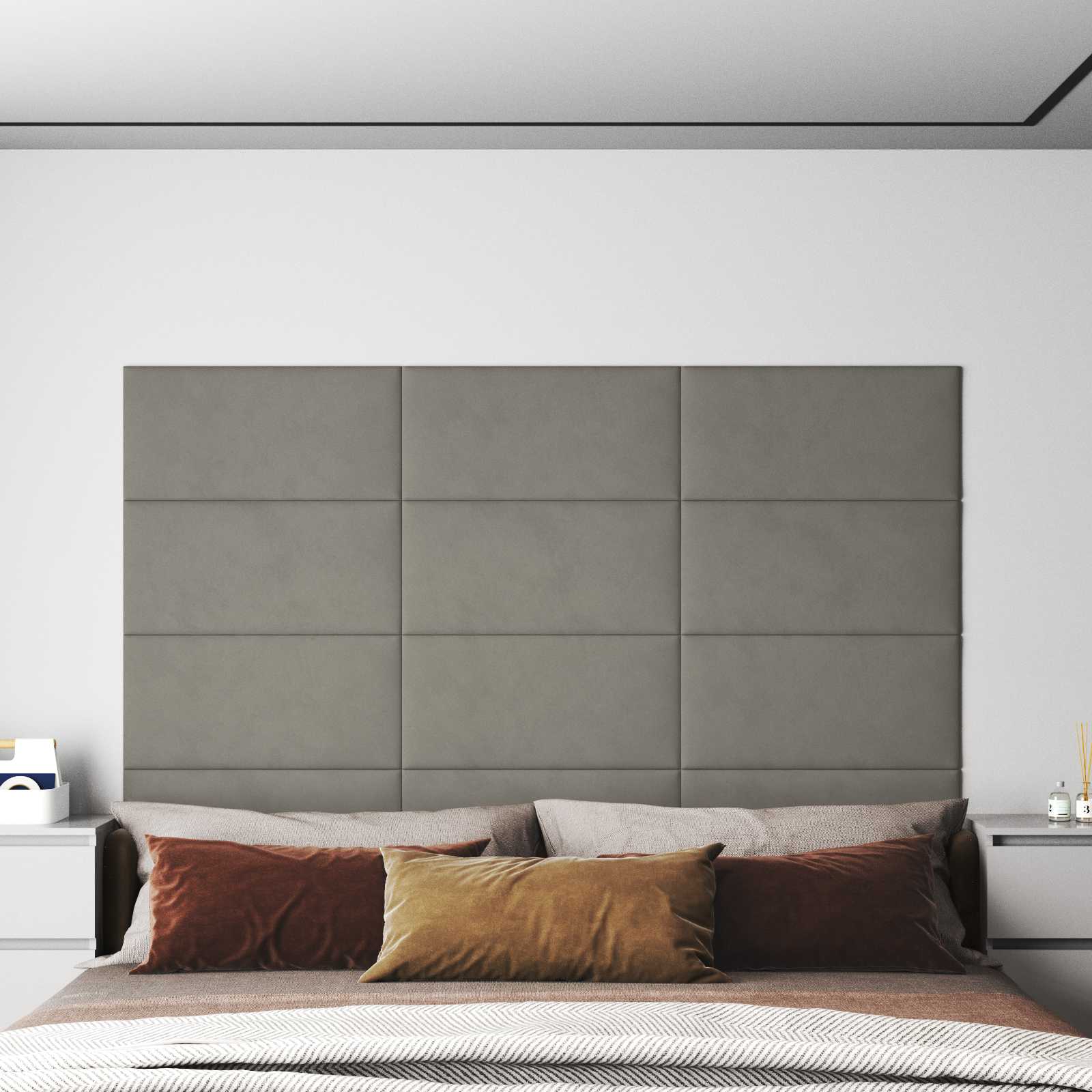 Tête de lit murale 12 pcs Gris clair Velours - XIOS