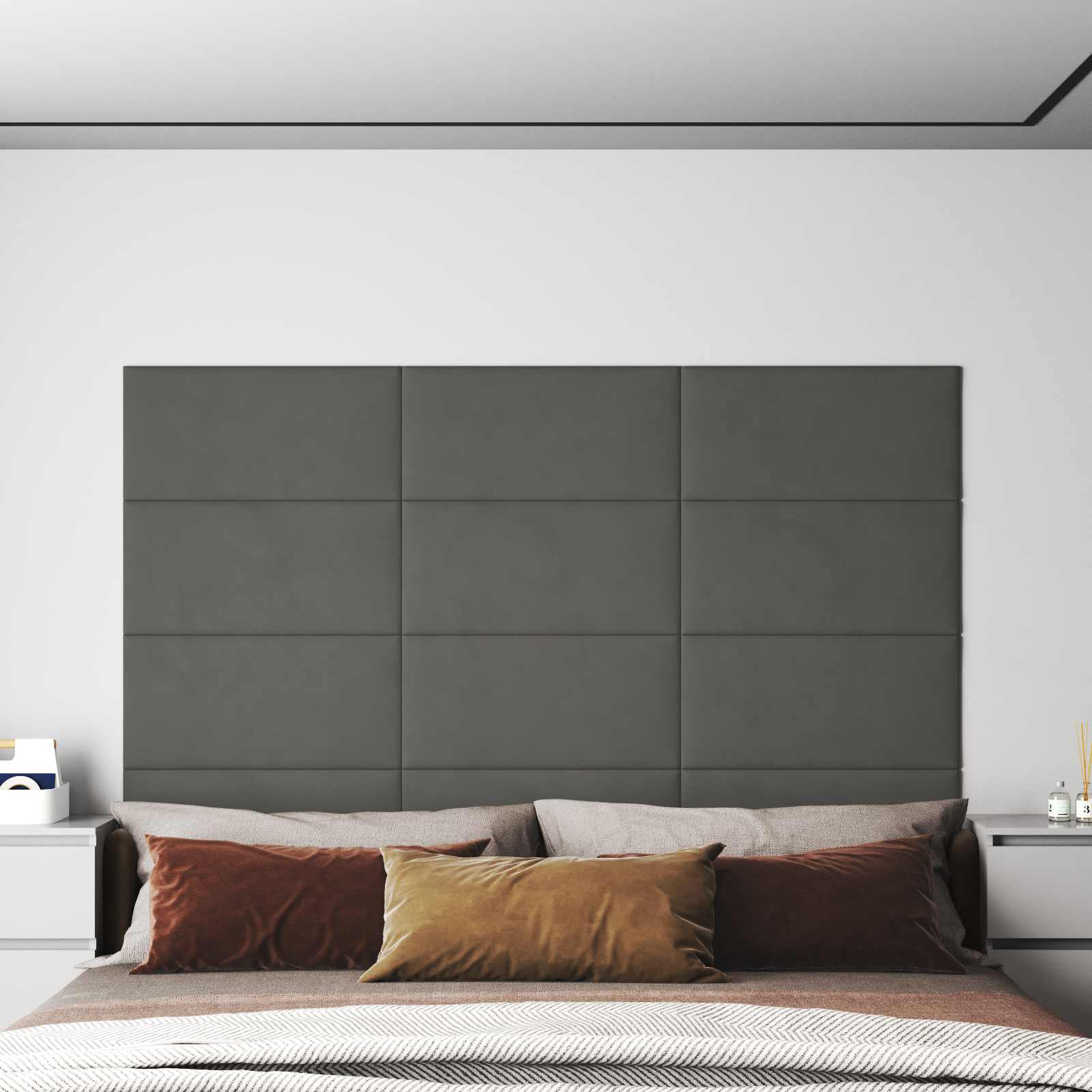 Tête de lit murale 12 pcs Gris foncé Velours - XIOS