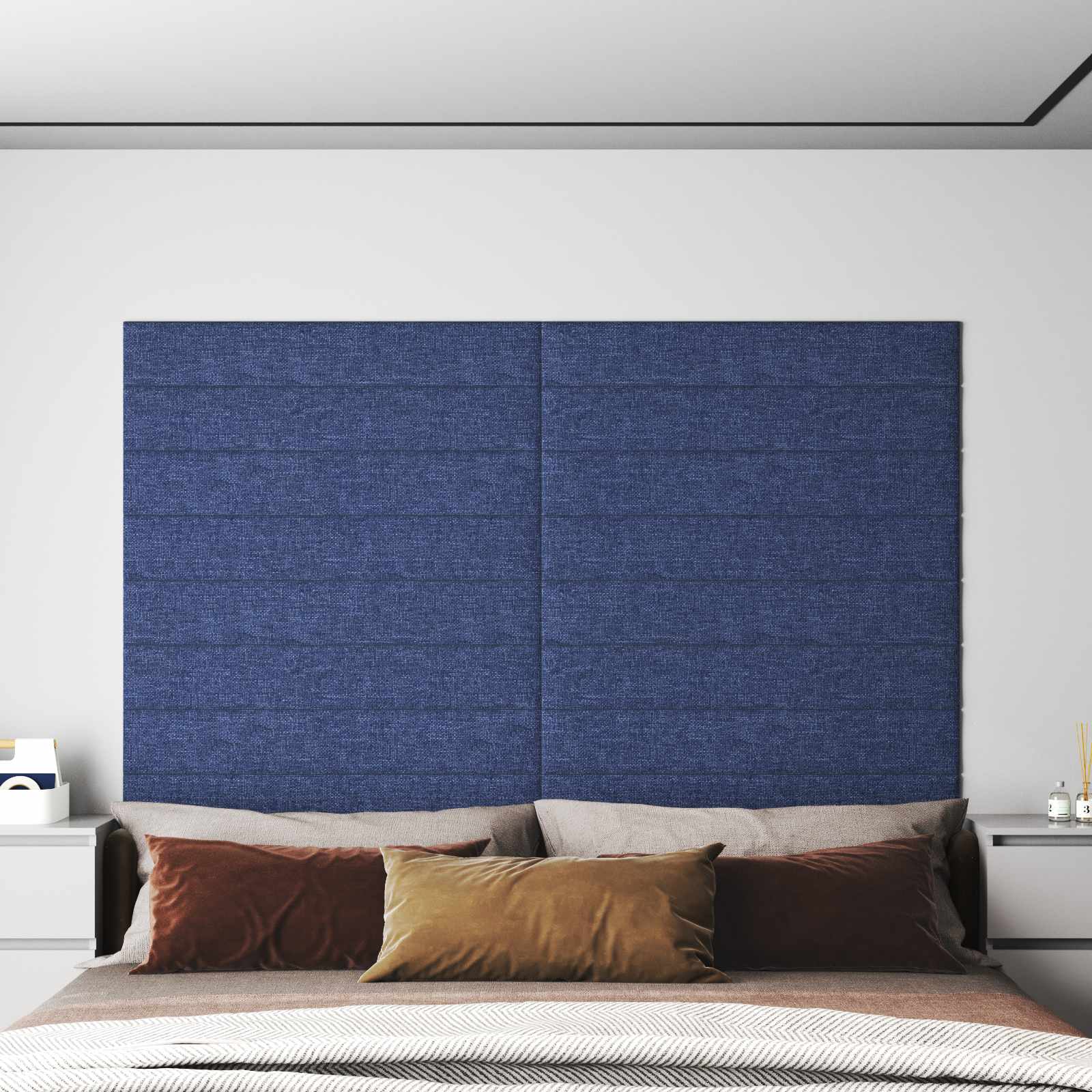 Tête de lit murale 12 pcs Bleu 90 x 15 cm tissu - XIOS
