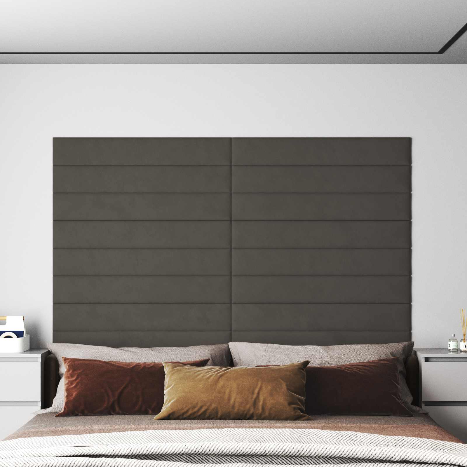 Tête de lit murale 12 pcs Gris foncé Velours - XIOS
