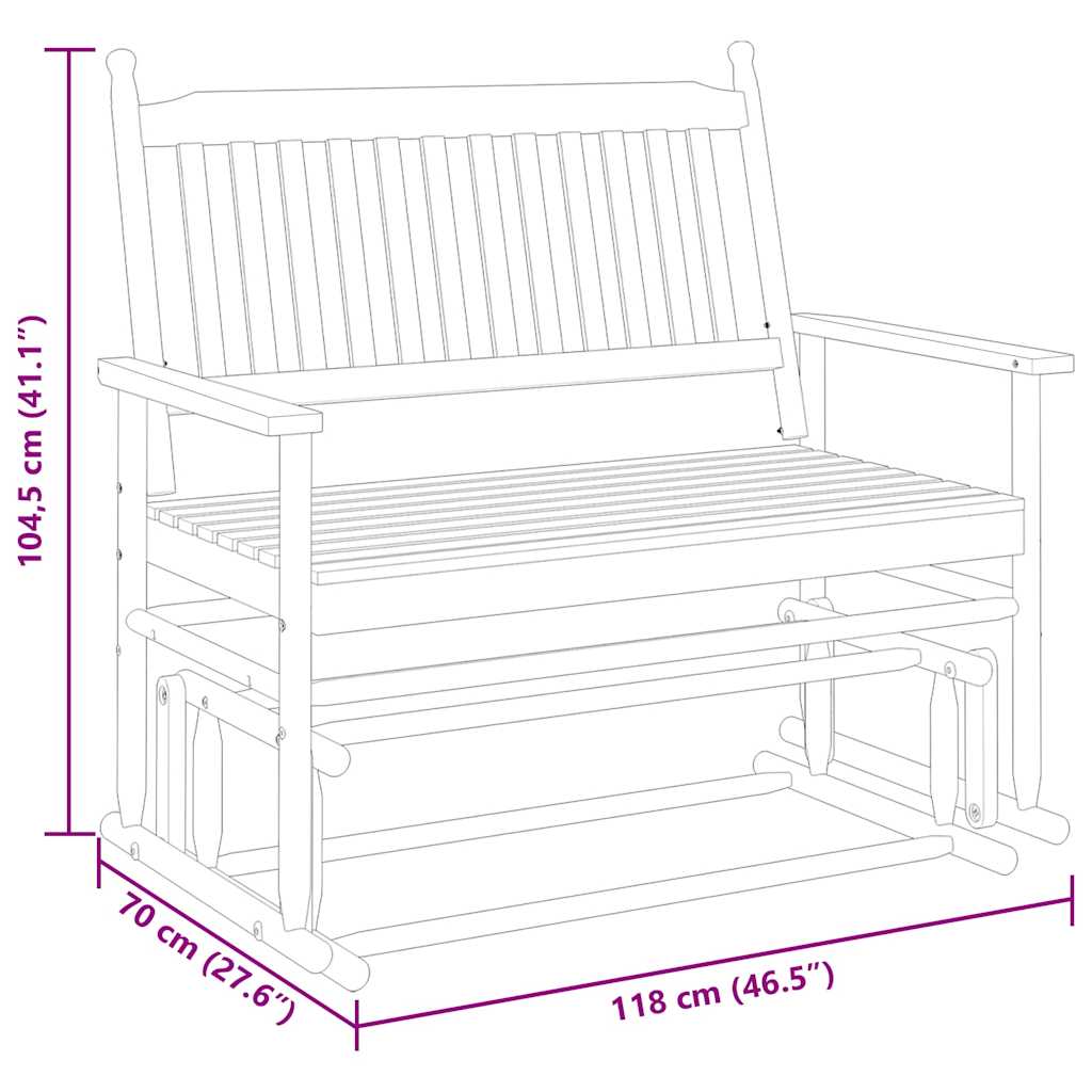 Banc balancelle marron 118x70x104,5 cm bois massif de peuplier - XIOS