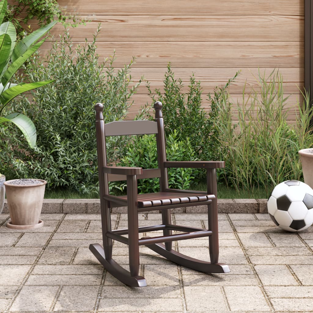 Chaise à bascule enfants marron bois de peuplier massif - XIOS