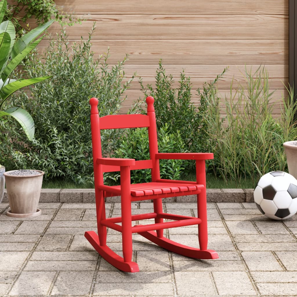 Chaise à bascule enfants rouge bois de peuplier massif - XIOS