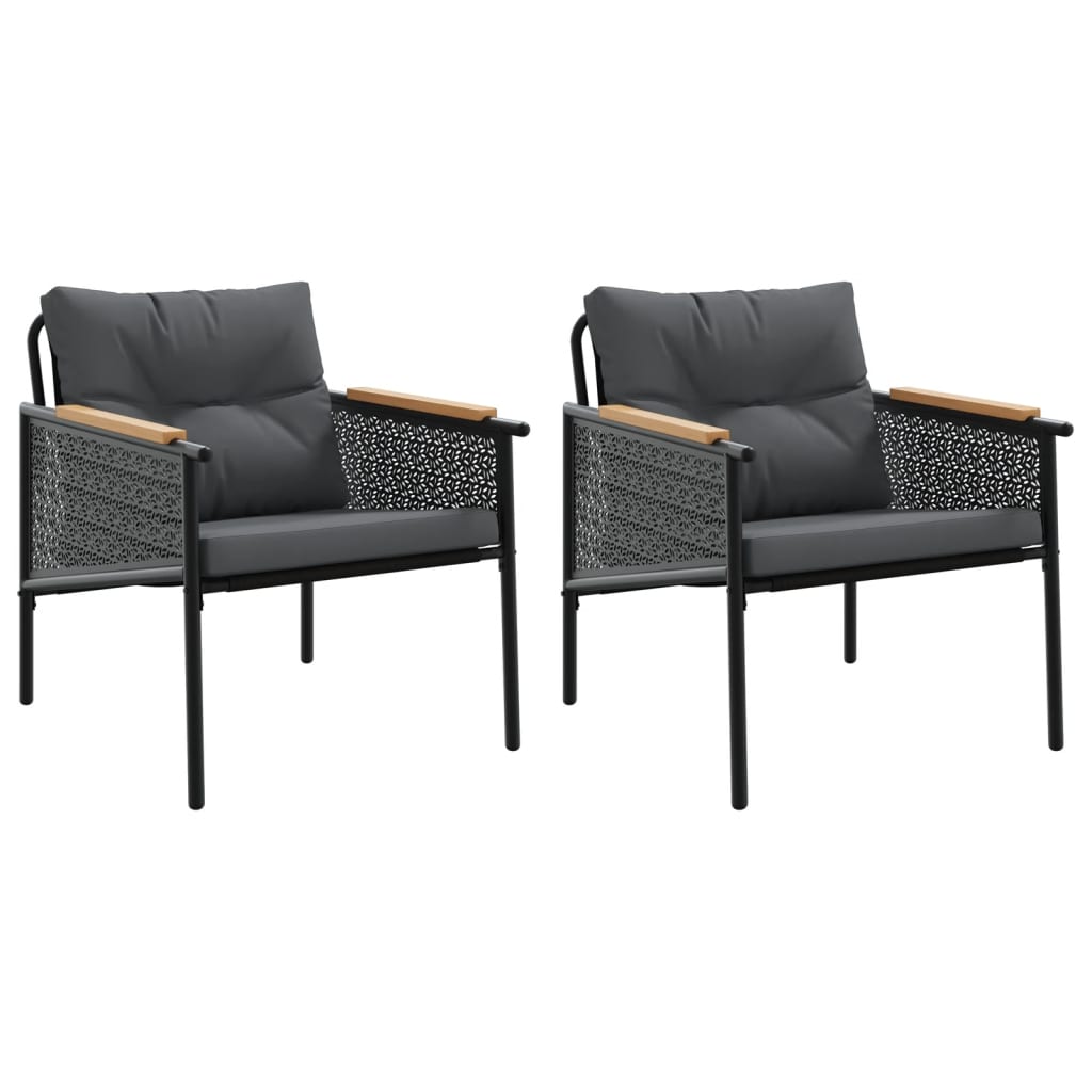 Chaises de jardin avec coussins lot de 2 noir acier - XIOS
