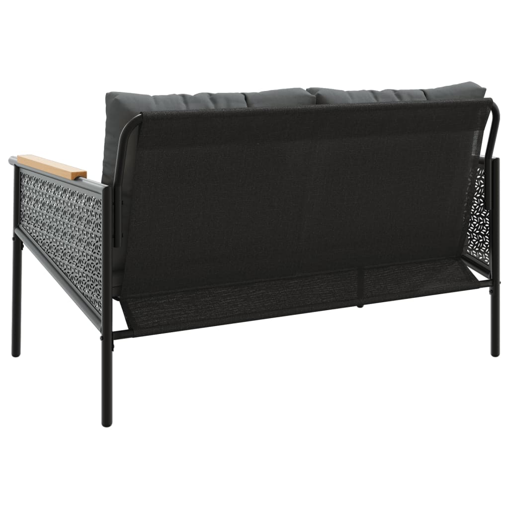Banc de jardin avec coussins 116 cm noir acier - XIOS