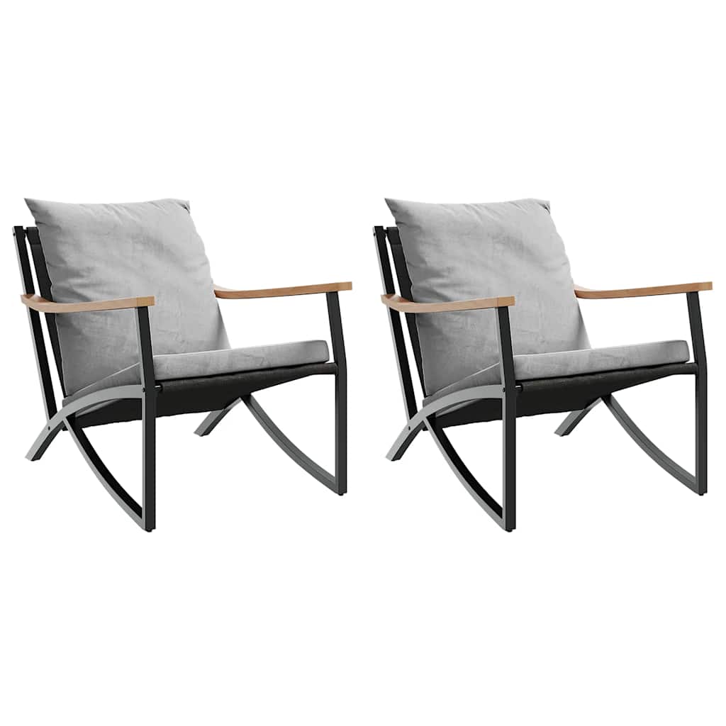 Chaises de jardin avec coussins lot de 2 noir acier - XIOS