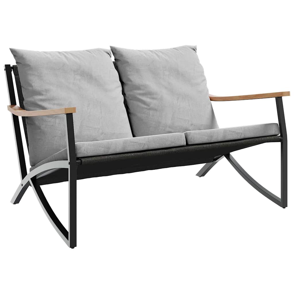 Banc de jardin avec coussins 120 cm noir acier - XIOS