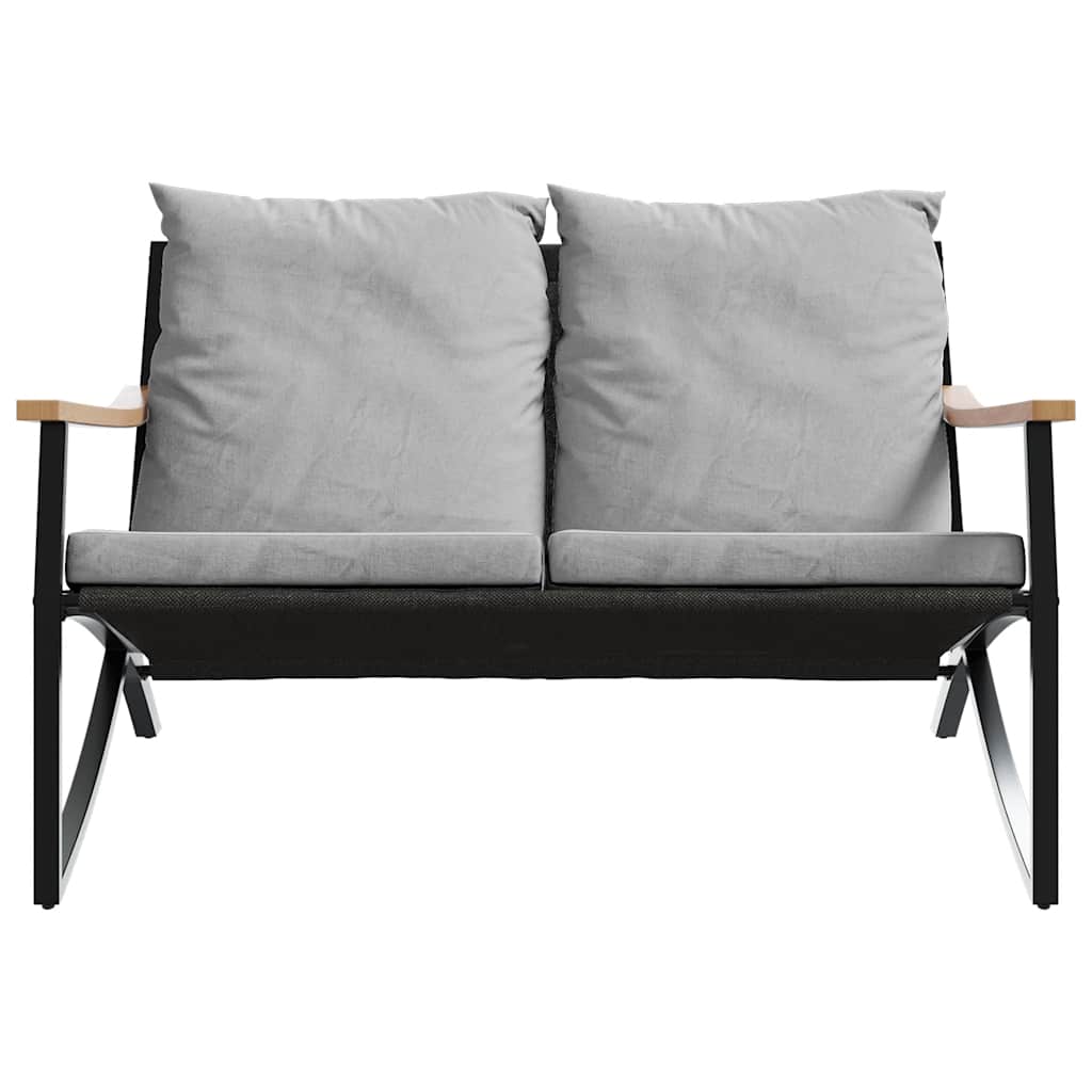 Banc de jardin avec coussins 120 cm noir acier - XIOS