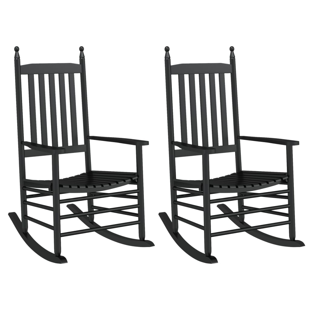 Chaises à bascule avec sièges incurvés lot de 2 noir peuplier - XIOS