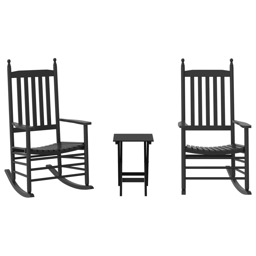 Chaises à bascule lot de 2 table pliable noir massif peuplier - XIOS