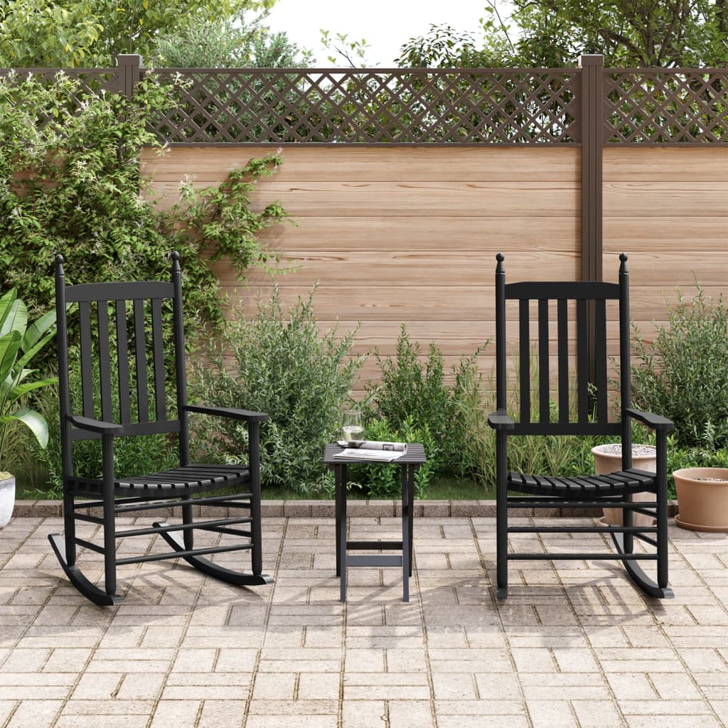 Chaises à bascule lot de 2 table pliable noir massif peuplier - XIOS