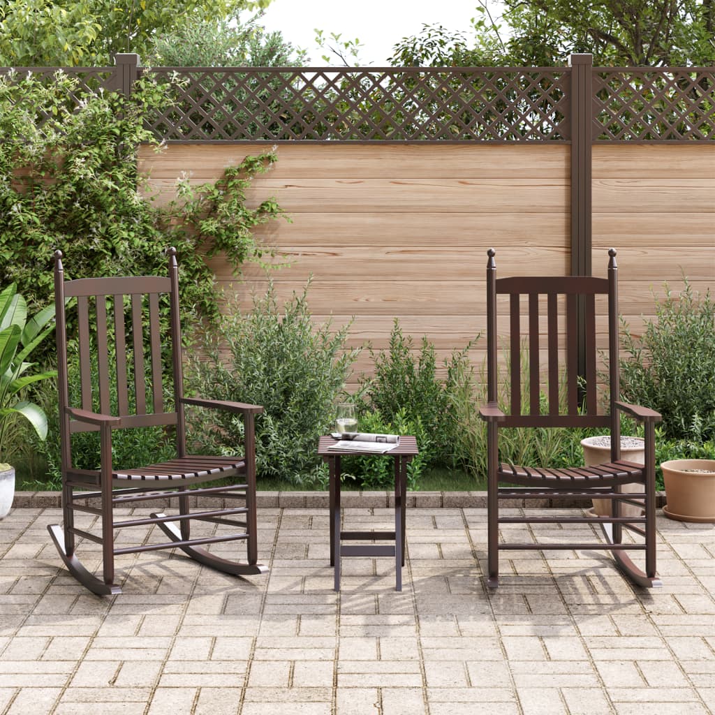Chaises à bascule lot de 2 table pliable marron massif peuplier - XIOS