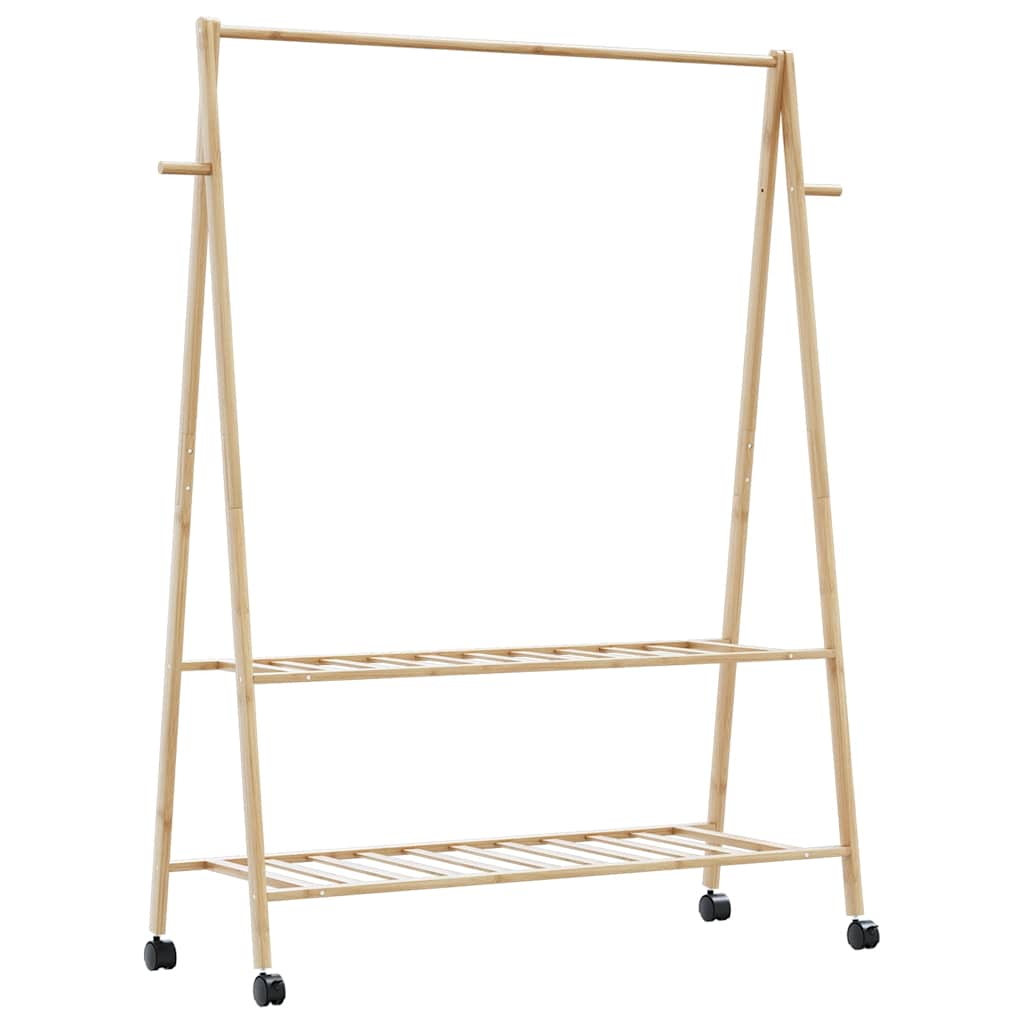 Porte-vêtements et étagères roulettes 132x45,5x155,5cm bambou - XIOS