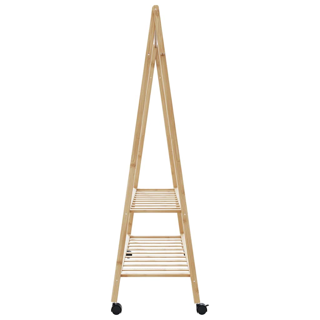 Porte-vêtements et étagères roulettes 132x45,5x155,5cm bambou - XIOS