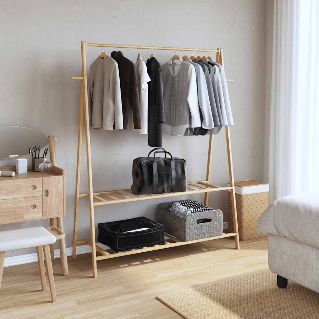 Porte-vêtement avec étagères 132x45,5x150,5 cm bambou - XIOS